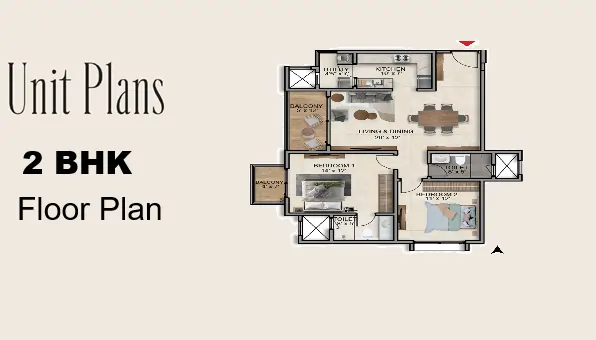 Sattva Aangane 2 BHK Floor Plan