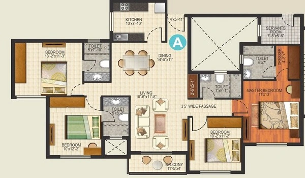 Sattva Aangane 4 BHK Floor Plan